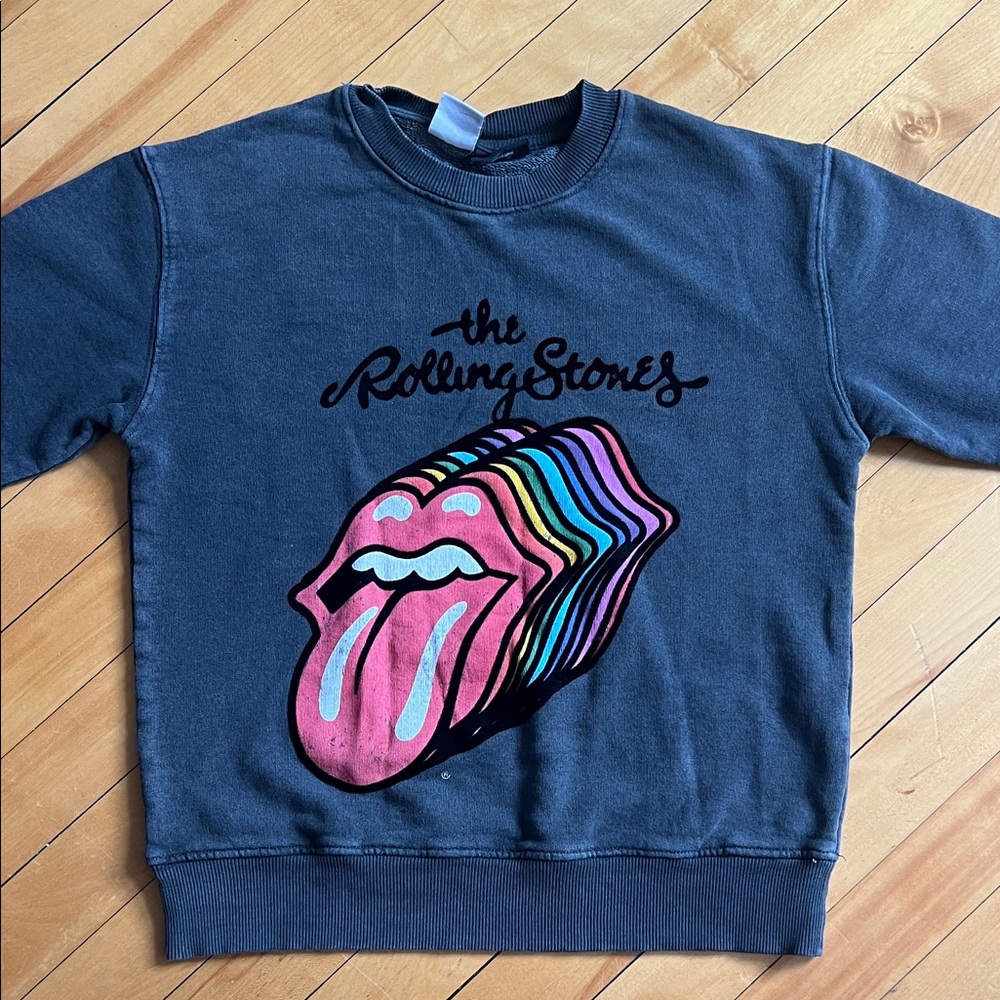 Zara Kids Rolling Stones Sweatshirt - Gray. Age 9.